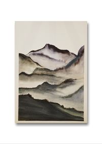Berge, schwarz, wei&szlig;, abstrakt, aquarel