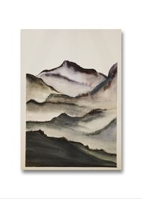 Abstraktemalerei mit Aquarelfarben auf Leinwand. Berge, schwarz, wei&szlig;, - by Erik Chemnitz