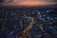 View over the metropolis of Saingon. Sunset, the city lights awaken