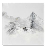 abstract painting, landscapes, white background and white mountains