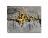 Golden City Skyline, grey backround, reflection