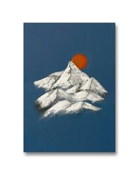 Sonne Berge, Sonnenuntergang, Schnee, Blau, Blue Mountin, Orange