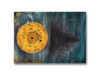 Circle, gold, turquoise, white, black, triangle, streaming, vynil, acrylic, abstract, painting, canvas